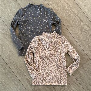 Little co toddler girls lettuce hem ribbed long sleeve T-shirts size 3T